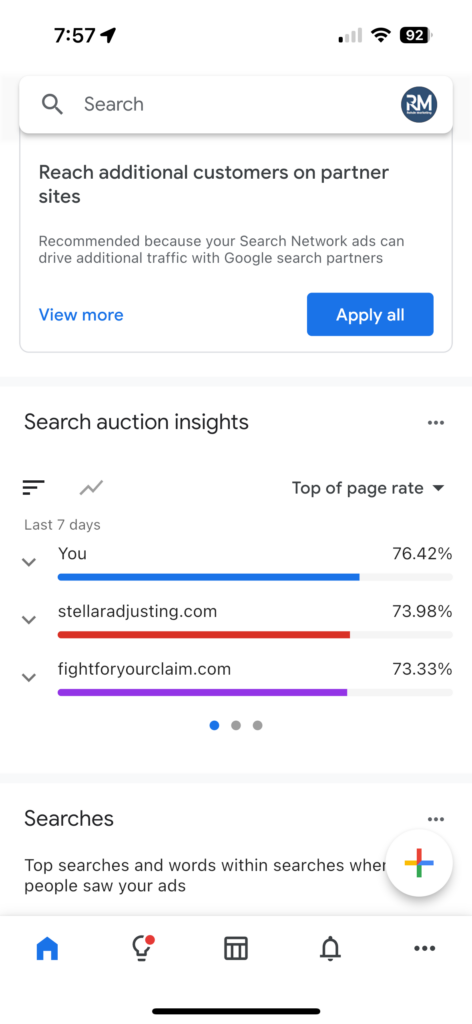 Storm One Claims ranking first in Google search for Florida public adjusters.